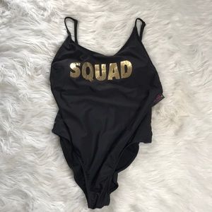 $10 flash sale (24 hr) XL black gold Squad one piece bathing suit Cheeky